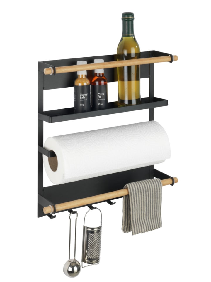 Wenko Küchenregal Mod. Magna Schwarz, Küchenregal Magna, Schwarz, Küchenregal Magna Schwarz in Regal: Schwarz, Stäbe: natur, Magnet: Schwarz günstig kaufen onesize