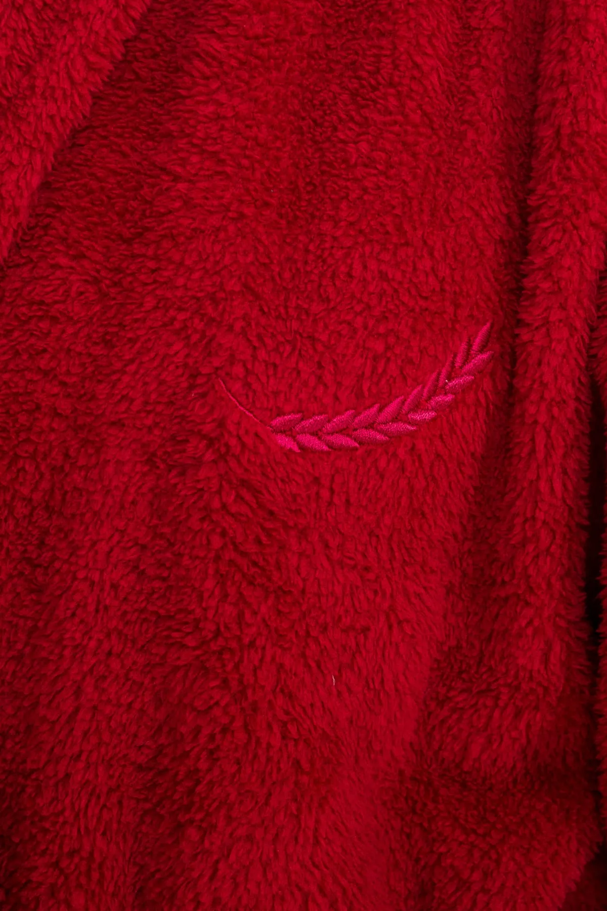 Miespiga  Schalkragen Welsoft Bordeauxrot Fleece-Bademantel Familienset