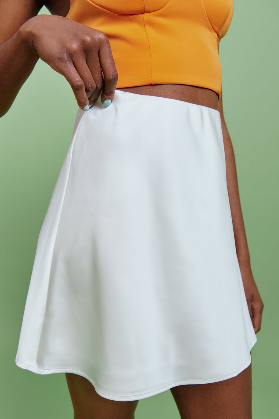 Satin mini skirt