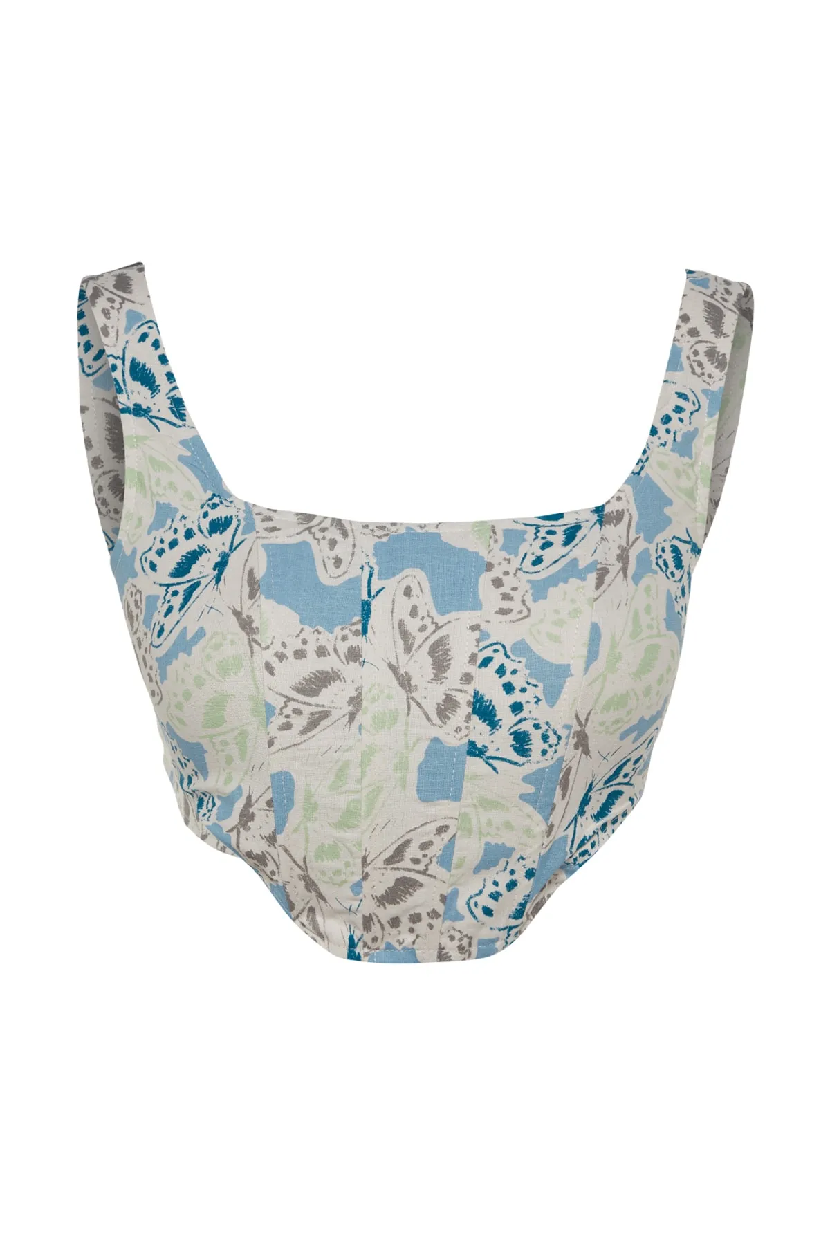 Trendyol Collection  Mehrfarbige geblümte gewebte Bluse mit Korsettträgern TWOSS23BZ00772