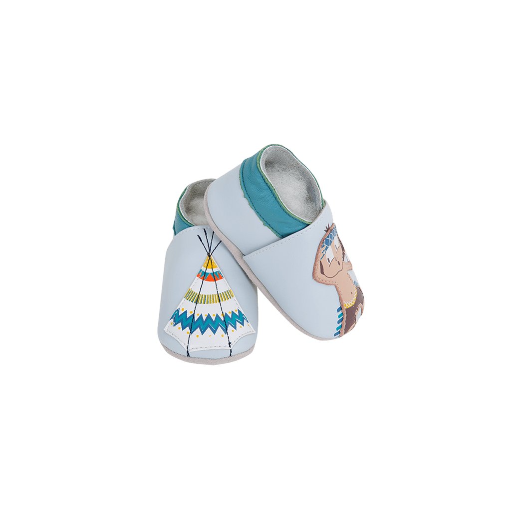 Lait et Miel Indien Krabbelschuhe mit Indianer und Teepee