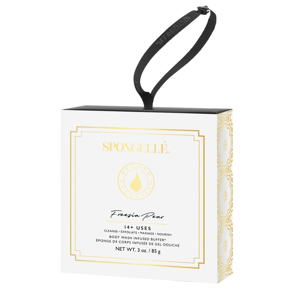 spongelle BOXED WHITE FLOWER - FREESIA PEAR Eponge de corps infusée de gel douche