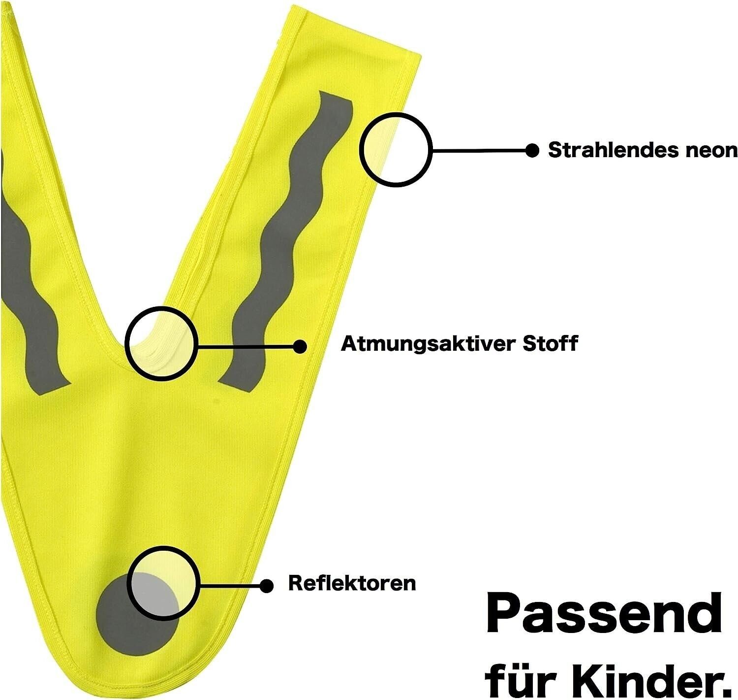 TK Gruppe Warnweste 3x Warnweste V Form gelb für Kinder 3-6 Jahren Pannenweste 2024 (3-tlg)
