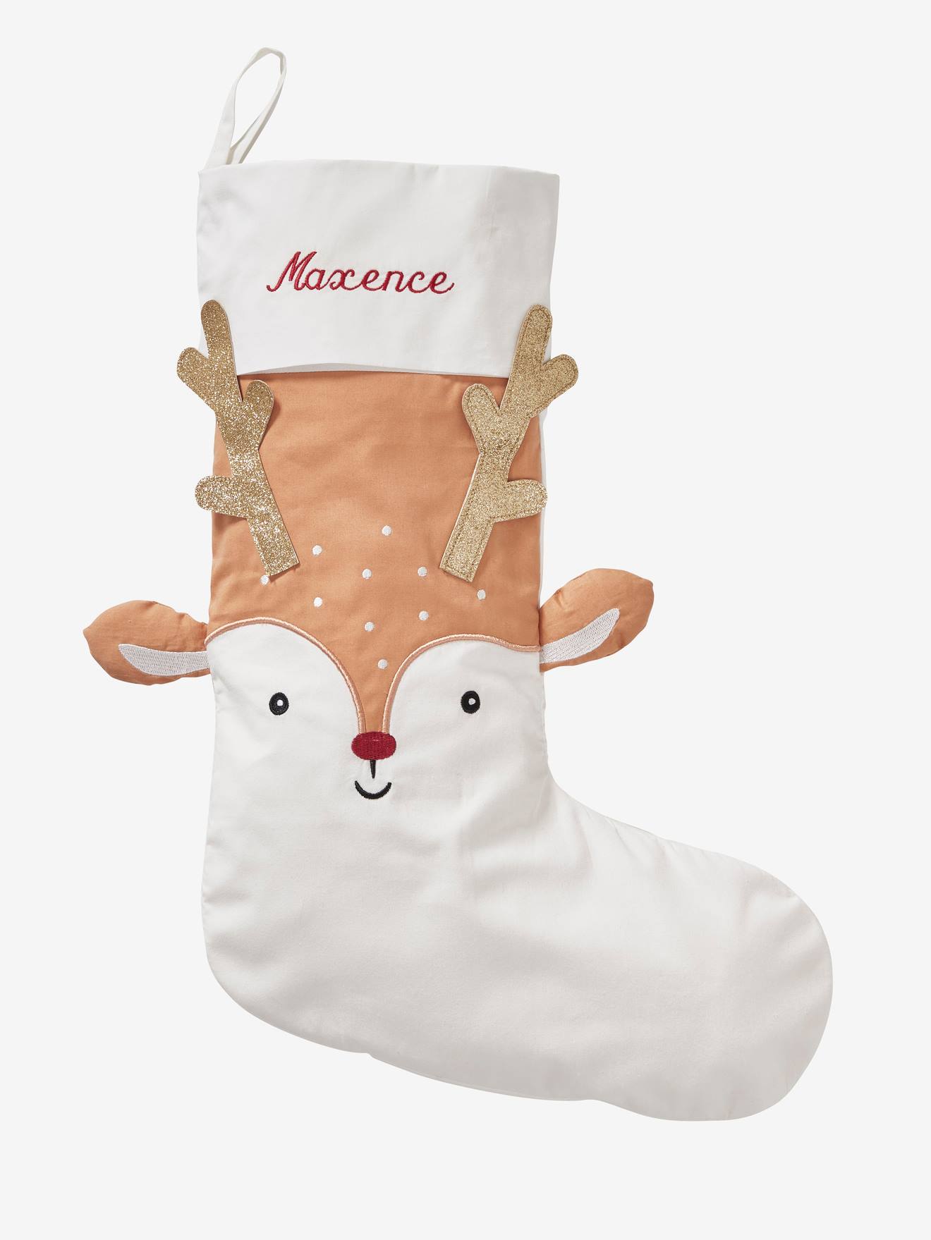 Chaussette de Noël personnalisable Renne blanc
