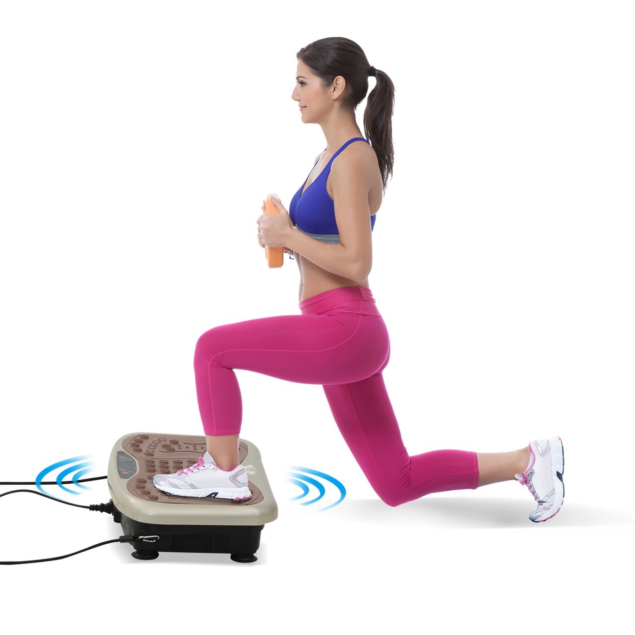 HOMCOM Vibrationsplatte Vibrationstrainer Vibrationsgerät Fitnesstrainer LED-Anzeige USB-Lautsprecher Trainingsbänder Fernbedienung