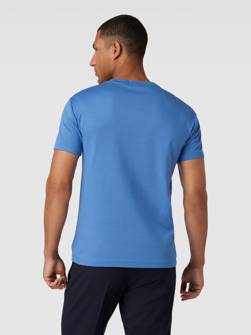 T-Shirt mit Streifenmuster Modell 'PIMA' in rauchblau