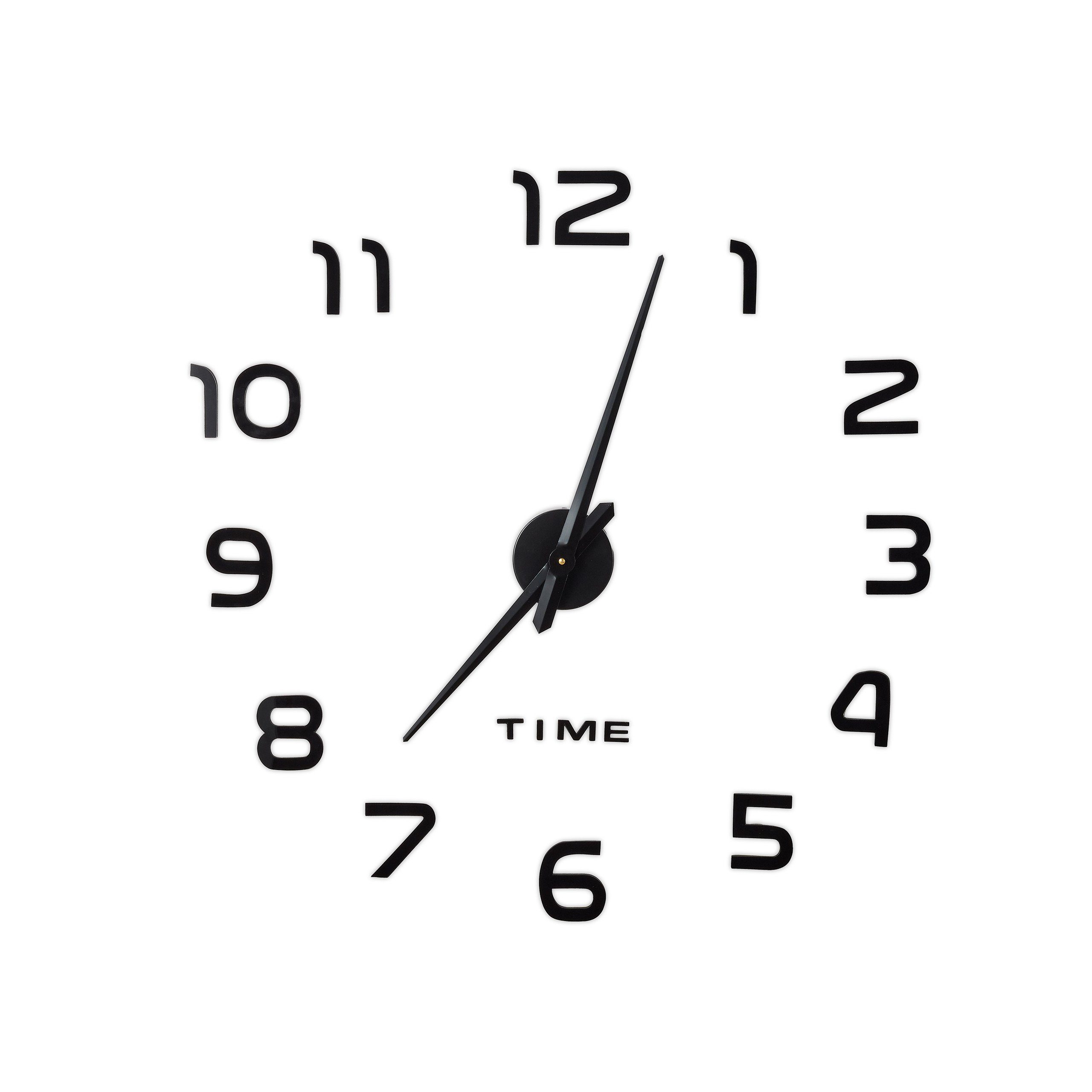 relaxdays Wanduhr DIY Wanduhr mit 3D-Zahlen (Schwarz)