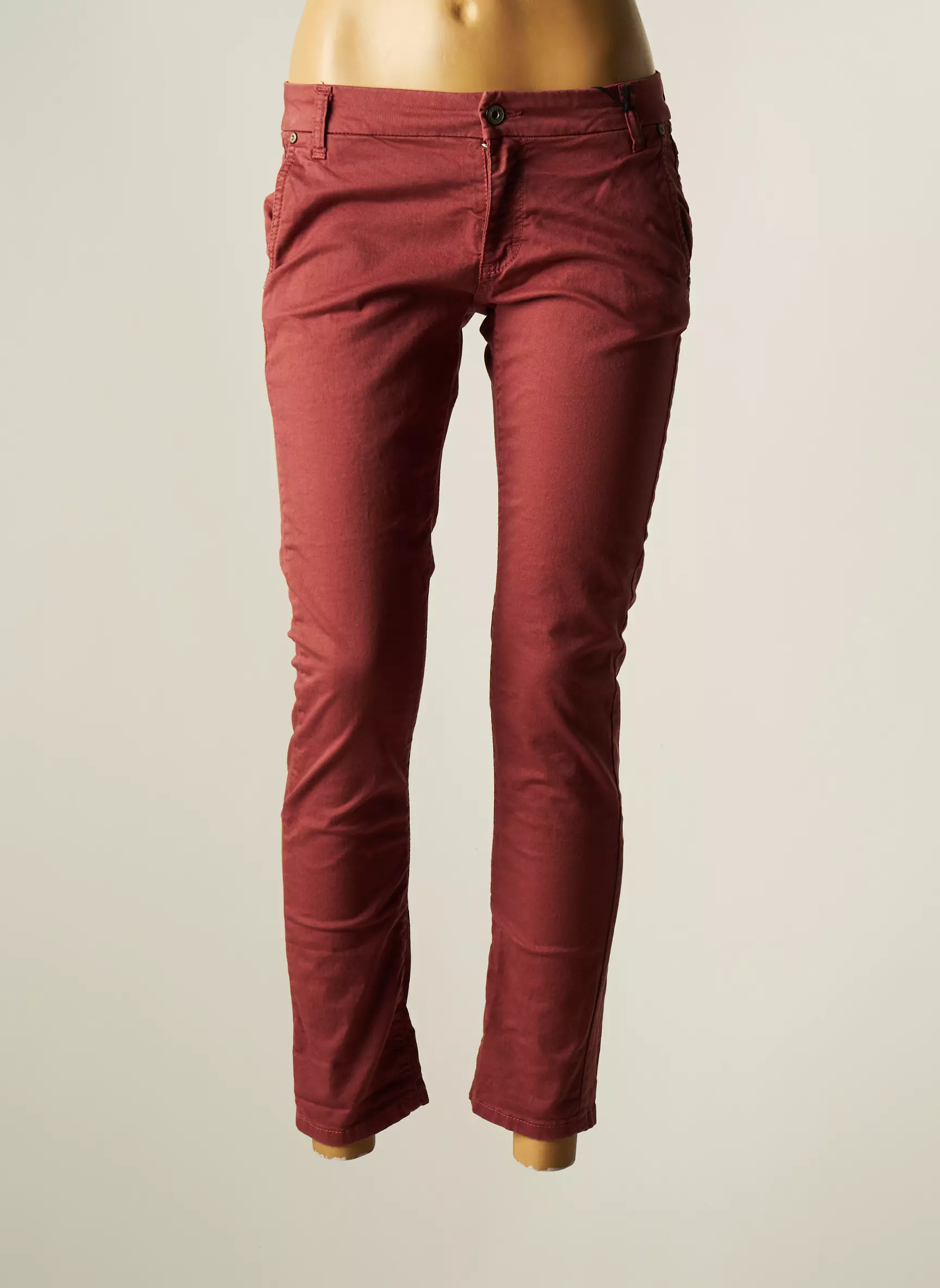 Please Pantalons Slim Femme couleur marron