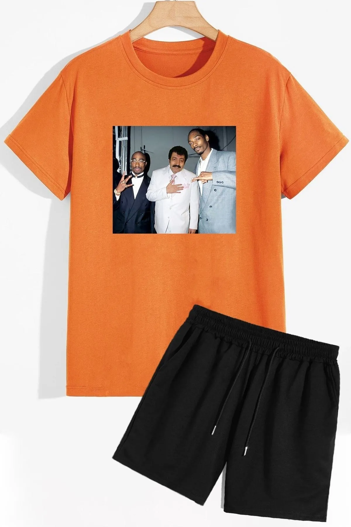 trendypassion  Müslüm bedrucktes Shorts-T-Shirt-Trainingsanzug-Set