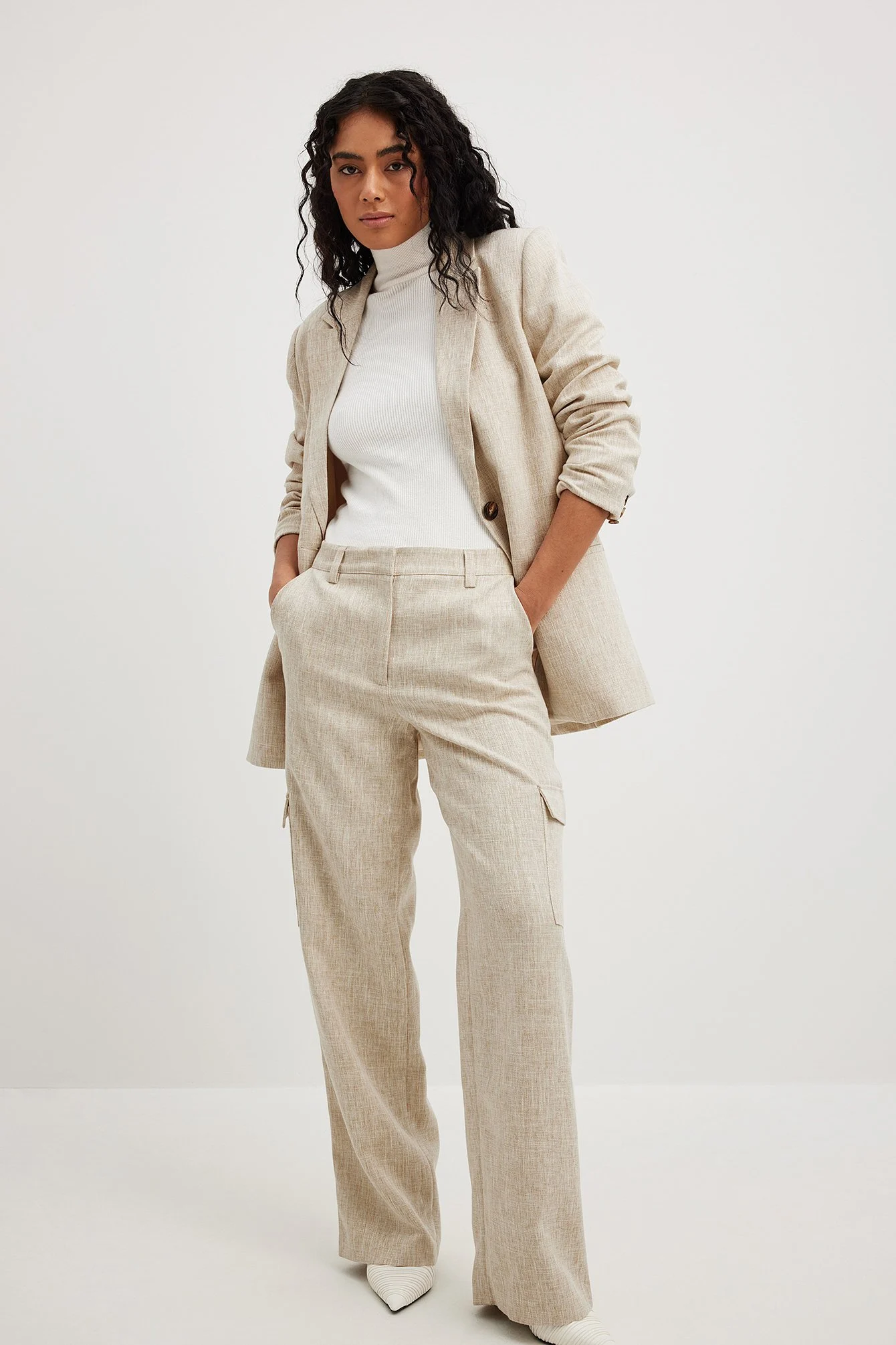 Melange-Blazer mit normaler Passform