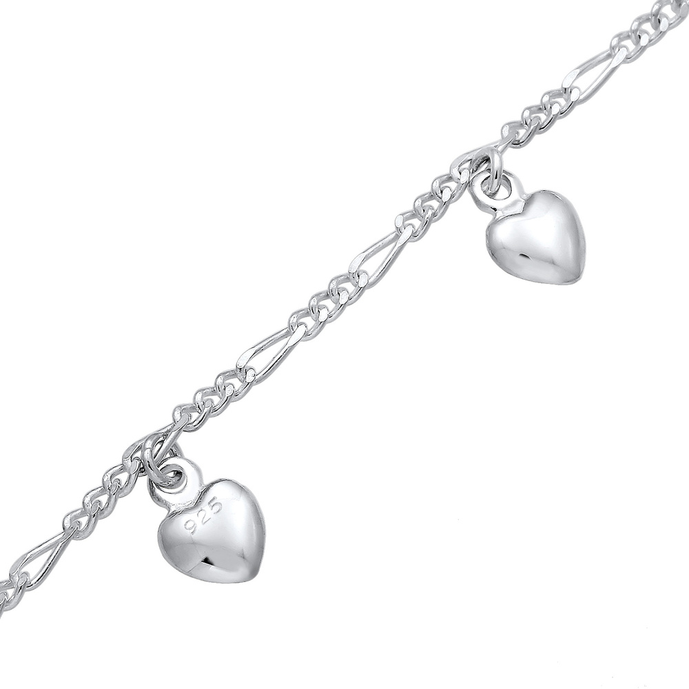 Elli Elli Bracelet Bettelarmband Figaro Herz Anhänger 925er Silber Bracelet