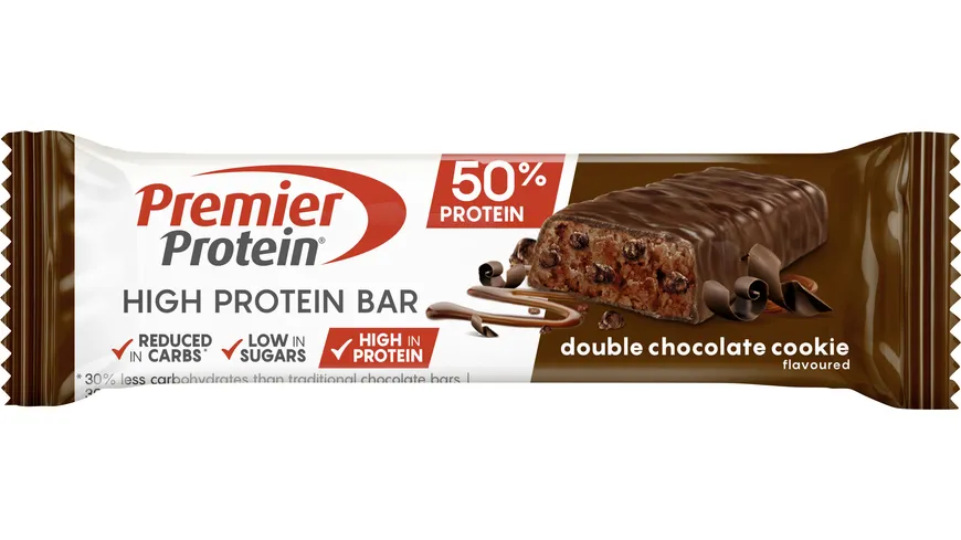 Premier Protein High Protein Bar - Double Chocolate Cookie - Ideal als proteinreicher Snack mit wenig Zucker 40 g
