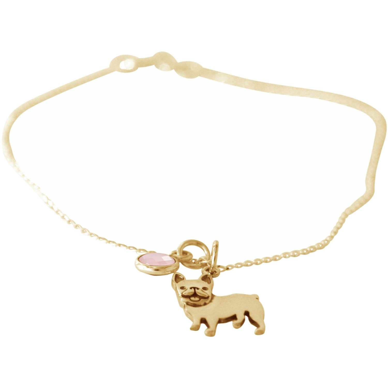 Armband 'FRANZÖSISCHE BULLDOGGE Hund Rosenquarz'