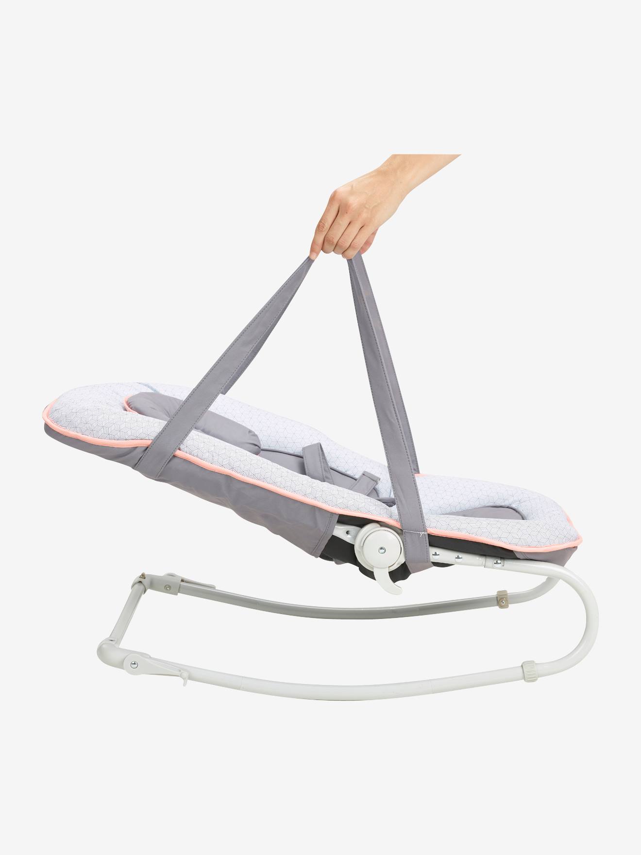 Transat BABYMOOV Graphik avec arche de jeux gris/pêche