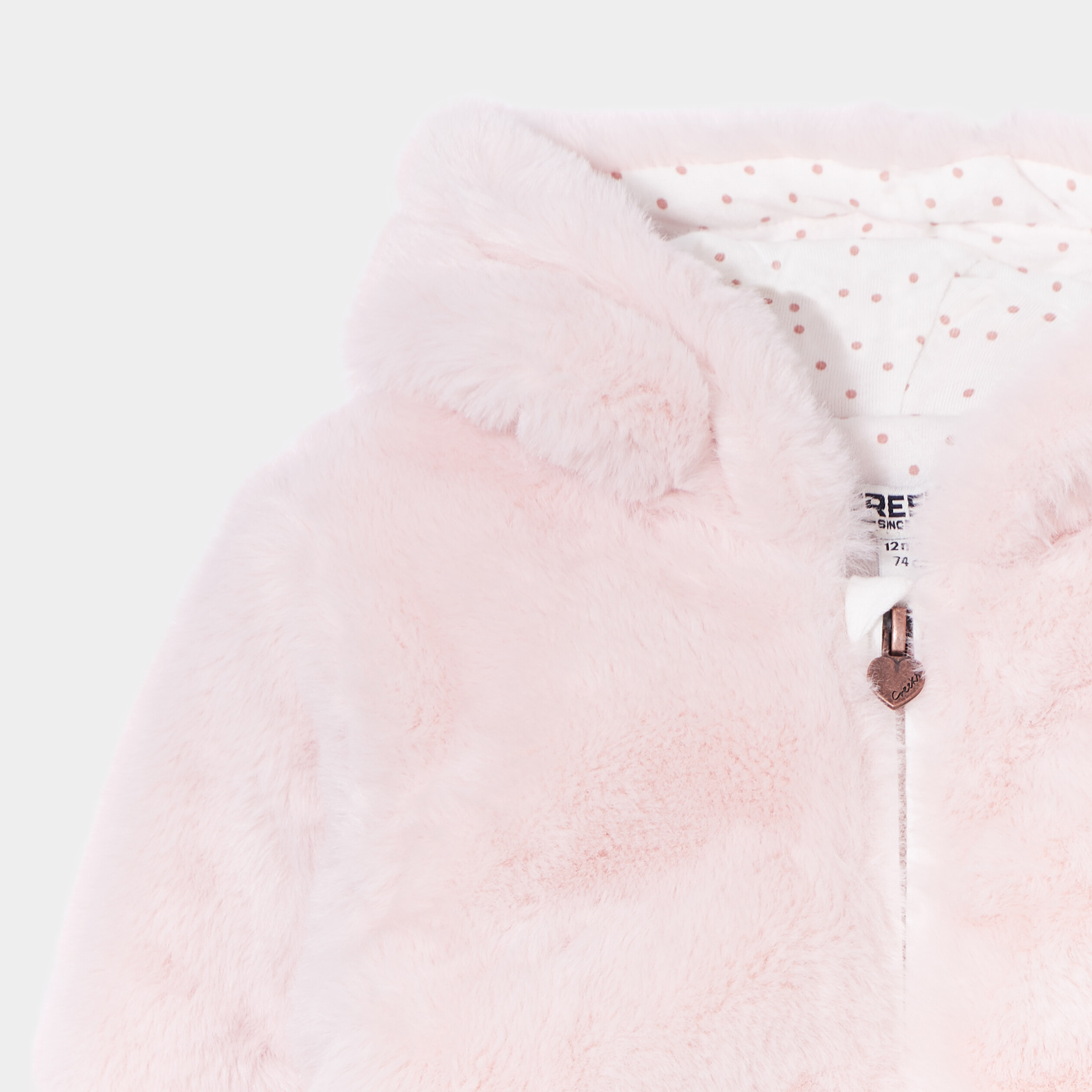Veste à capuche imitation fourrure rose clair bébé fille | La Halle