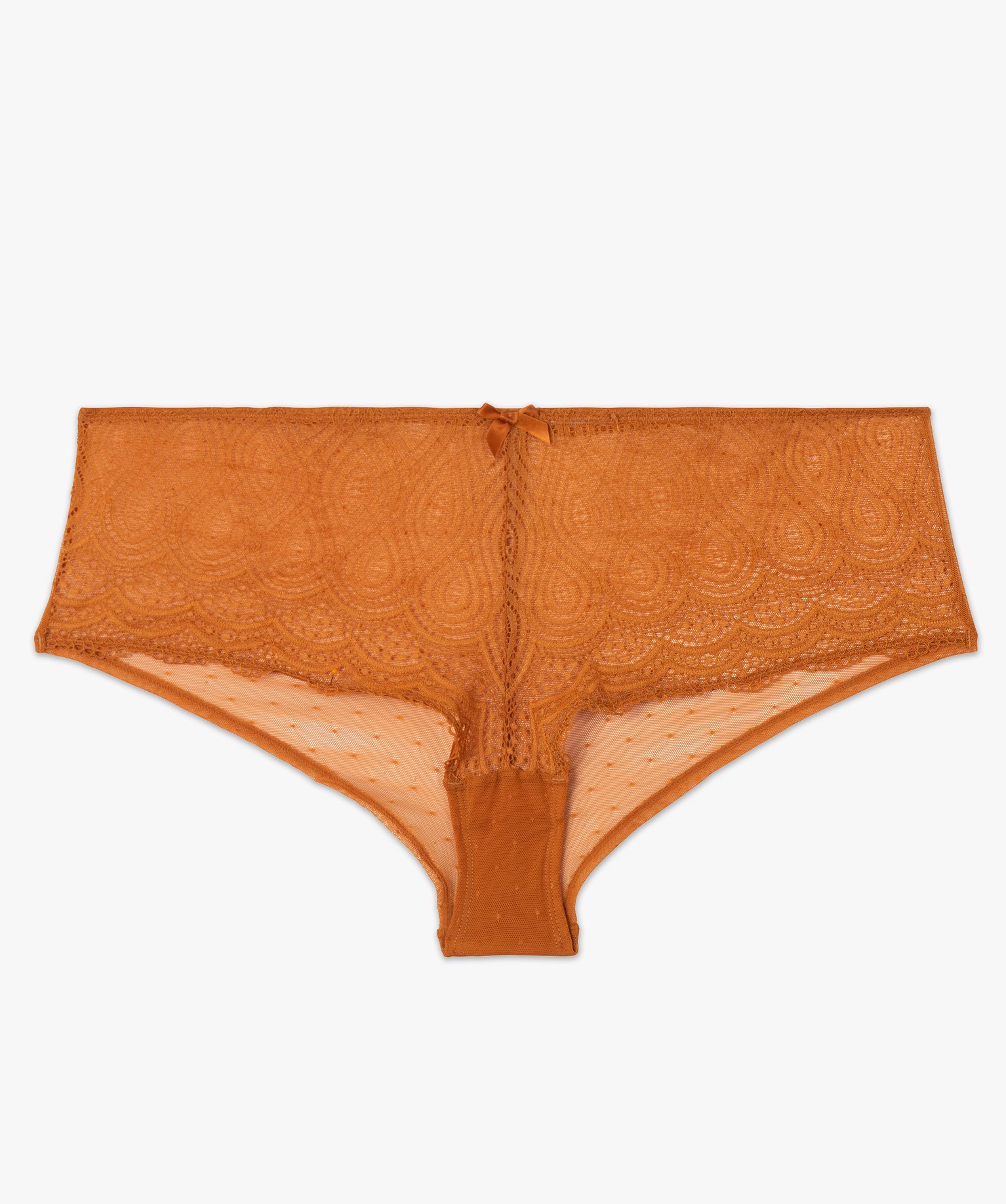 Shorty en dentelle et tulle femme grande taille cognac | GEMO