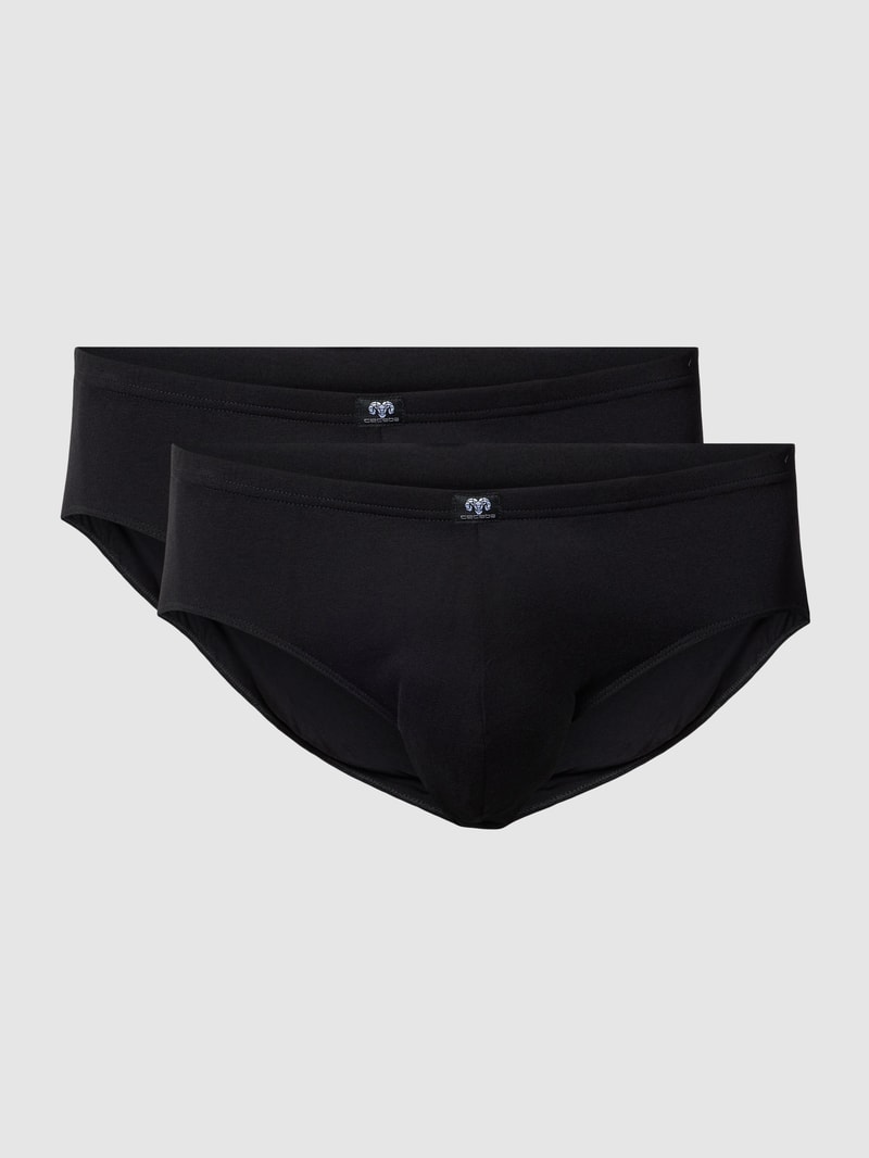 PLUS SIZE Slips im 2er-Pack mit Logo-Detail Modell 'SPIRIT' in schwarz