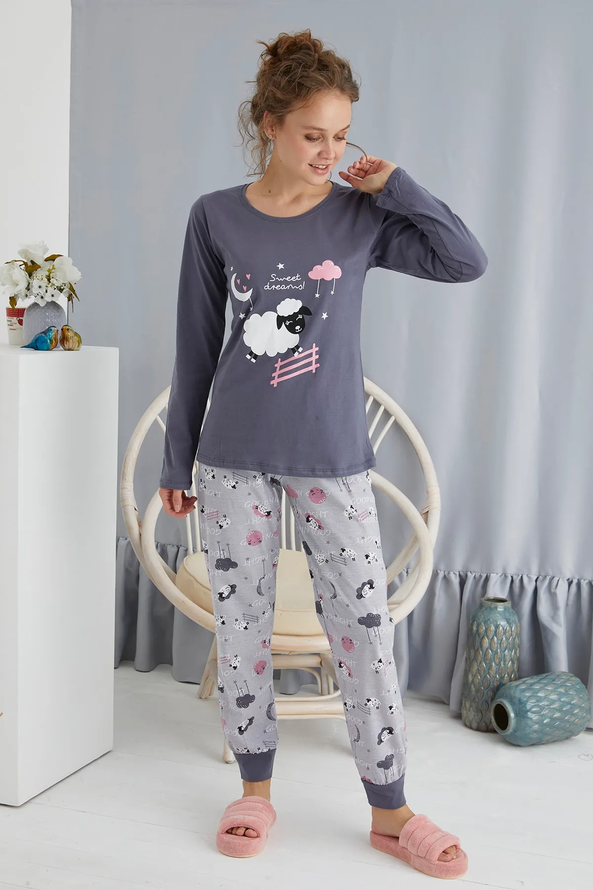 STRAWBERRY  LANGÄRMELIGES PYJAMA-SET AUS BAUMWOLLE