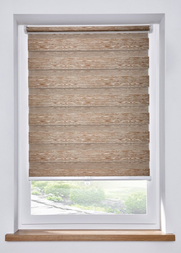 Doppelrollo mit Holz Optik