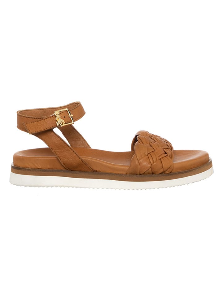 Patrizia Pepe Leder-Sandalen in Hellbraun günstig kaufen