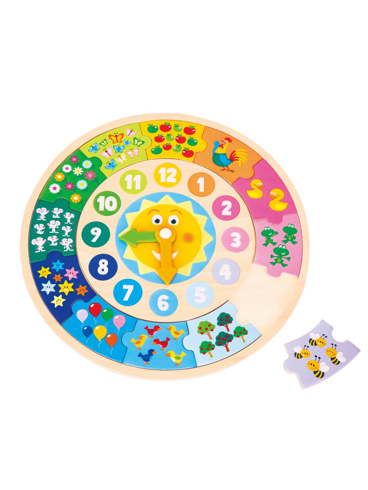 New Classic Toys Lernspieluhr als Puzzle mit  Sonne Lernspielzeug für Kinder aus Holz 2 Jahre günstig kaufen onesize