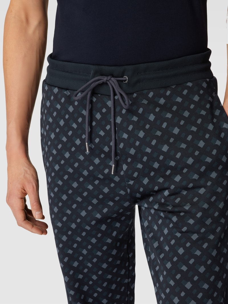 Sweatpants mit Allover-Muster Modell 'Lammont' in marineblau