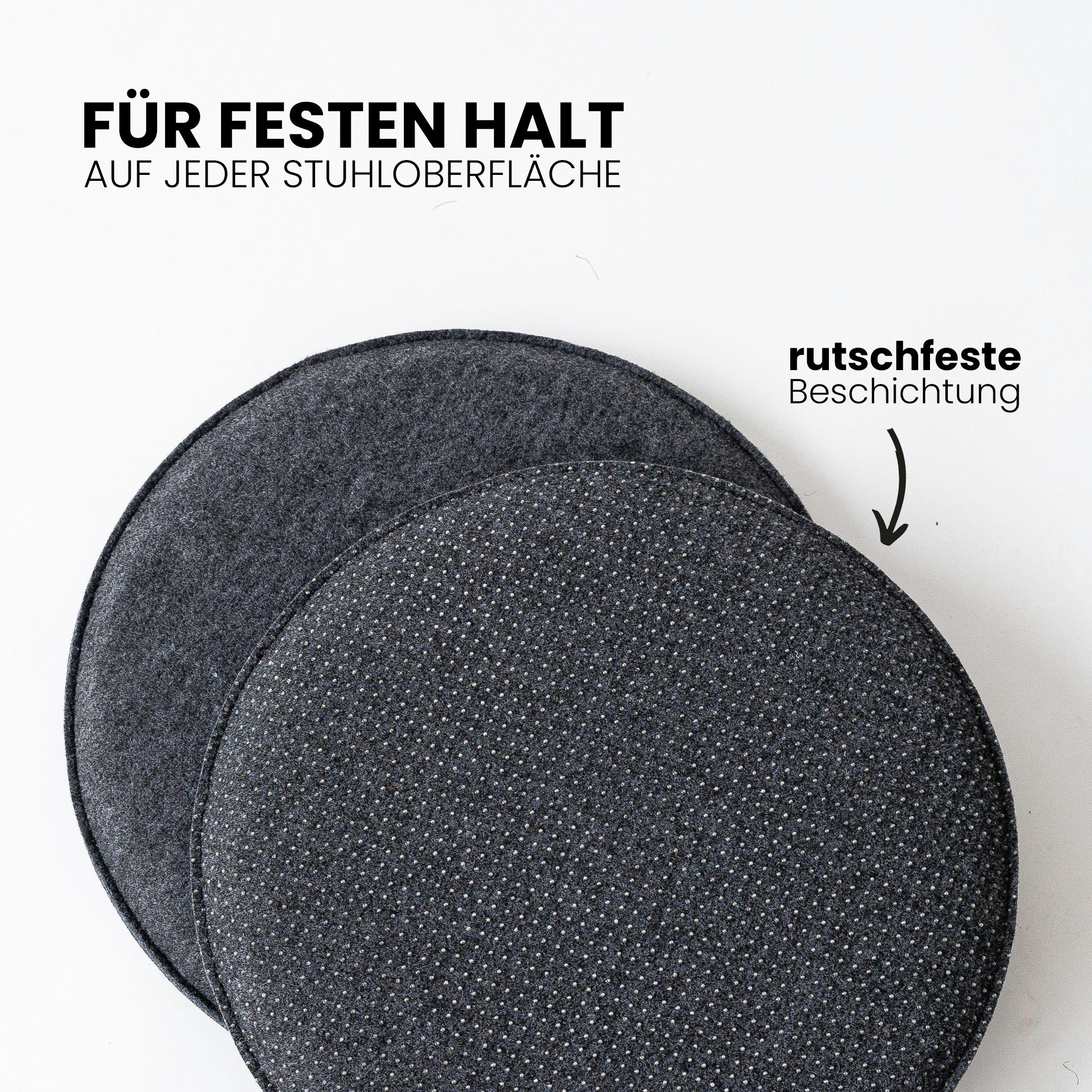 Easy and Green Sitzkissen Filz Rutschfest, upcycling rPET Filz, Made in Germany, Extra Bequem