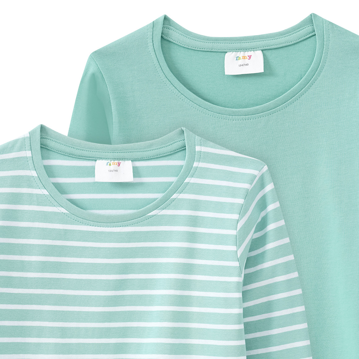 2 Mädchen Langarmshirts im Basic-Style