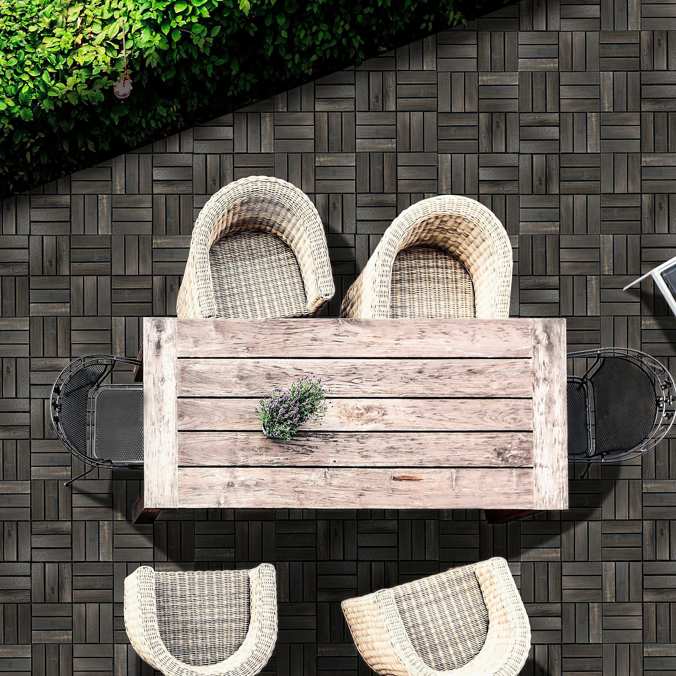 Gartenfreude Holzfliesen, Set, 10 St., 0,9 m², Akazienholz, wetterfest, mit Klickfunktion