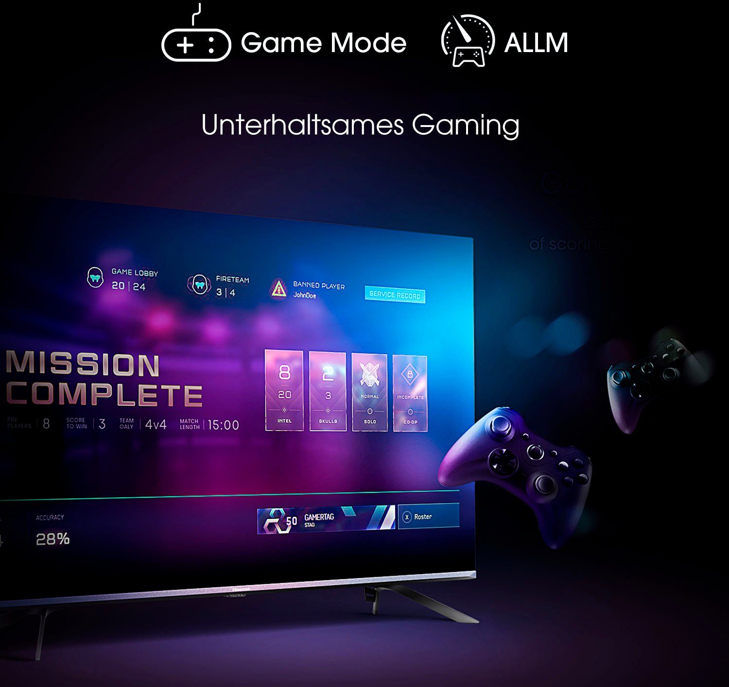 Hisense 50E76GQ QLED-Fernseher (126 cm/50 Zoll, 4K Ultra HD, Smart-TV, Quantum Dot, Dolby Vision & Atmos, USB Recording)