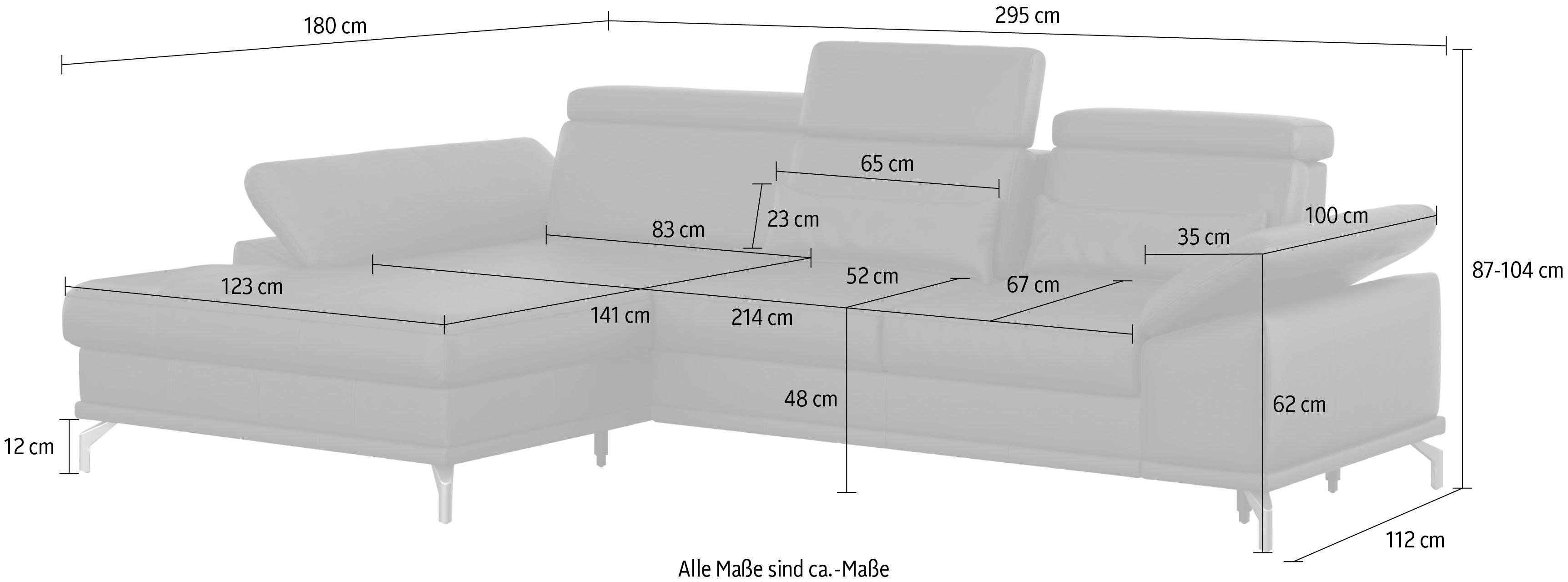 sit&more Ecksofa Cabrio, mit Sitztiefen- und Armteilverstellung sowie Federkern, 2 Nierenkissen
