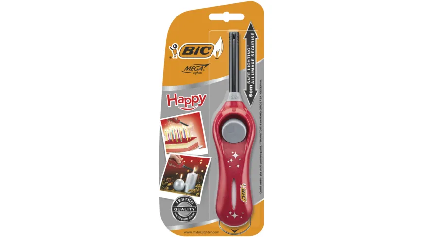 BIC Megalighter Happy Multifunktionsfeuerzeuge - Rot 1er Pack