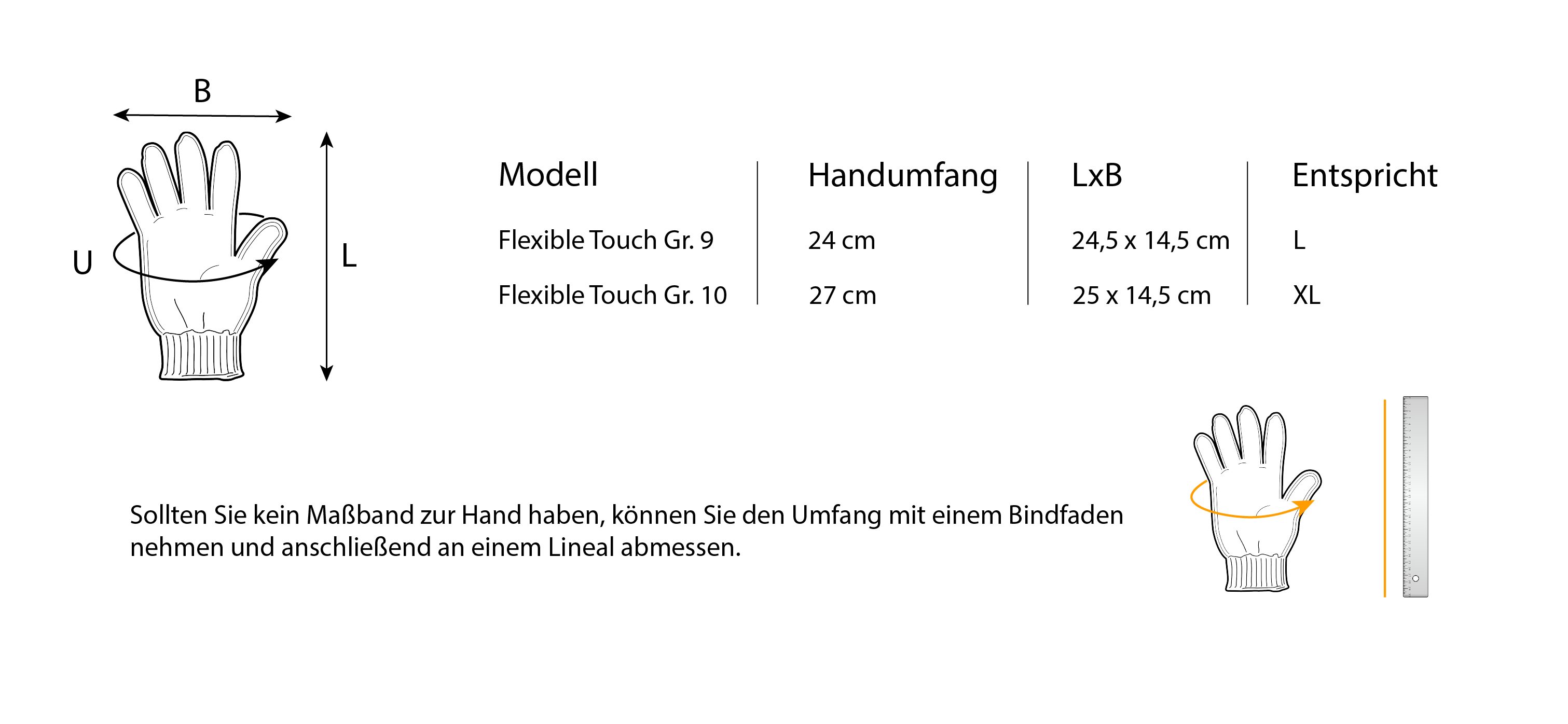 TECH-CRAFT Arbeitshandschuh-Set Arbeitshandschuh Flexible Touch 3 Paar Gr. 10 (3er Set) Touchscreen-Finger