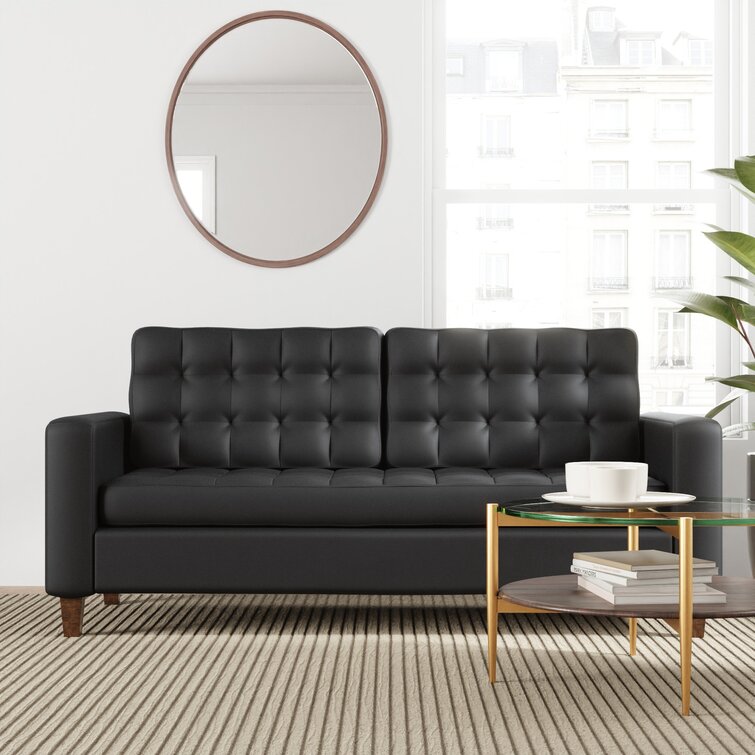 Milton 76” Vegan Leather Square Arm Sofa