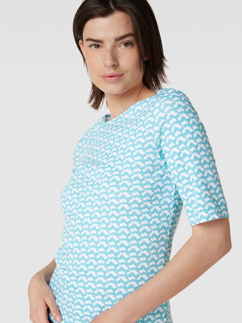 T-Shirt mit Allover-Muster in helltürkis