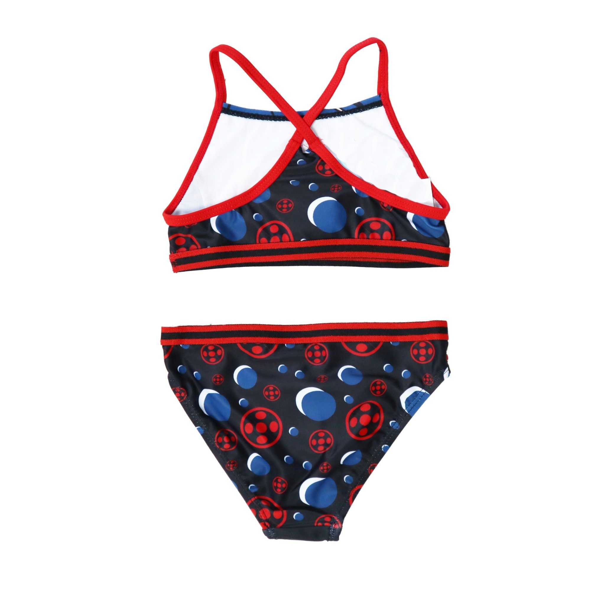Miraculous - Ladybug Bustier-Bikini Ladybug Kinder Bademode Mädchen Schwimmanzug Gr. 104 bis 128, Rot oder Schwarz
