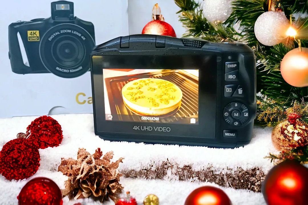 A Ade Digitalkamera 4K, 48MP Fotokamera mit Makro-Objektiv Kompaktkamera (48 MP, inkl. 16X Zoomfaktor digital, Zeitraffer-Aufnahme, Loop-Aufnahme, Intervall-Foto, Slow-Motion-Aufnahme)