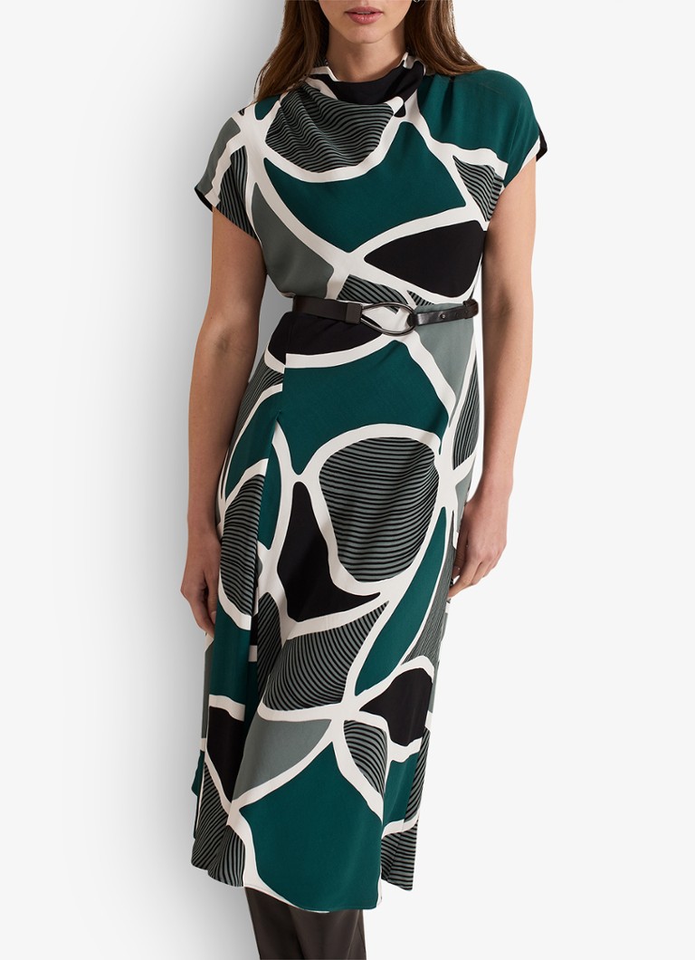 Rochie midi Phase Eight Petite Zaynab, cu mâneci tip liliac și curea.