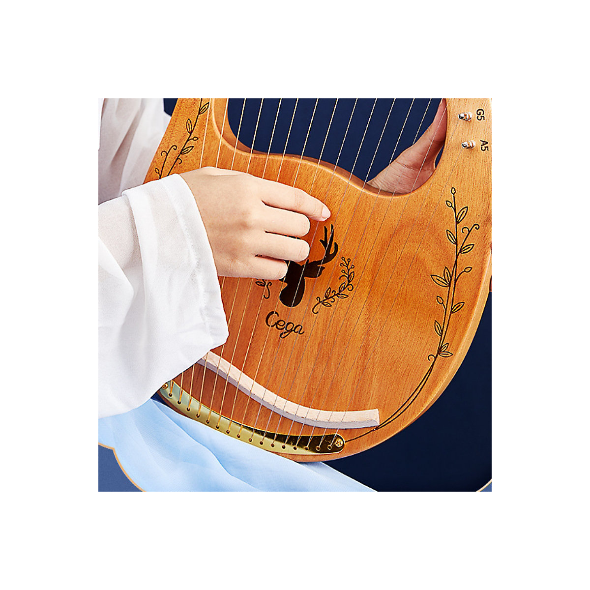 Harfe Tragbares Holz-Lyra 16 Saiten Kalimba Daumenklavier