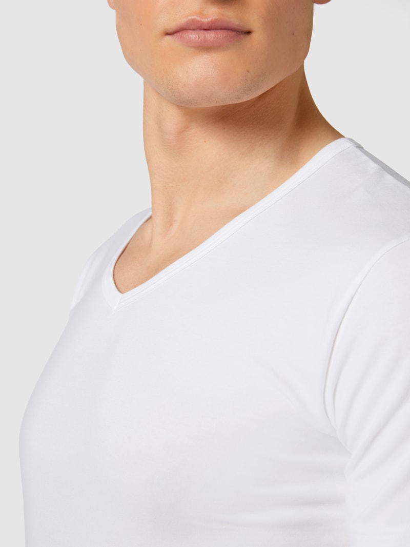 T-Shirt mit Stretch-Anteil im 2er-Pack in weiß