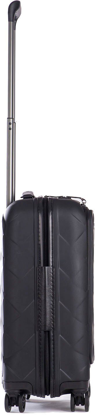 Stratic Hartschalen-Trolley Leather&More S mit Vortasche, matt black, 4 Rollen, mit NFC-Chip; Laptopfach