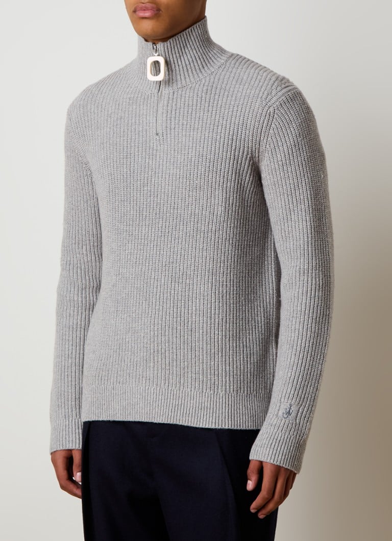 Pulover cu fermoar din amestec de lână cu nervuri JW Anderson