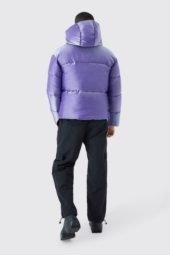 Nylon Steppjacke in Metallic-Optik