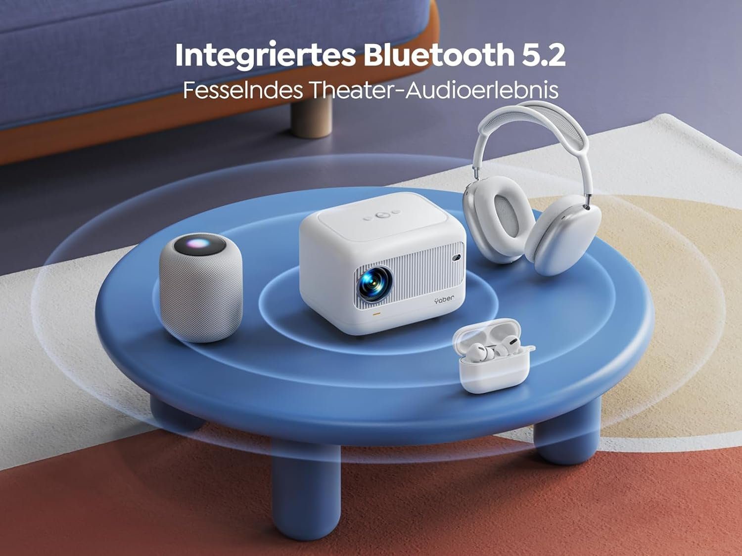 Yaber Native 1080P 5G WiFi Bluetooth mit Fernbedienung Mini-Beamer (9500 lm, 12000:1, 1920x1080 px, Maximal 200