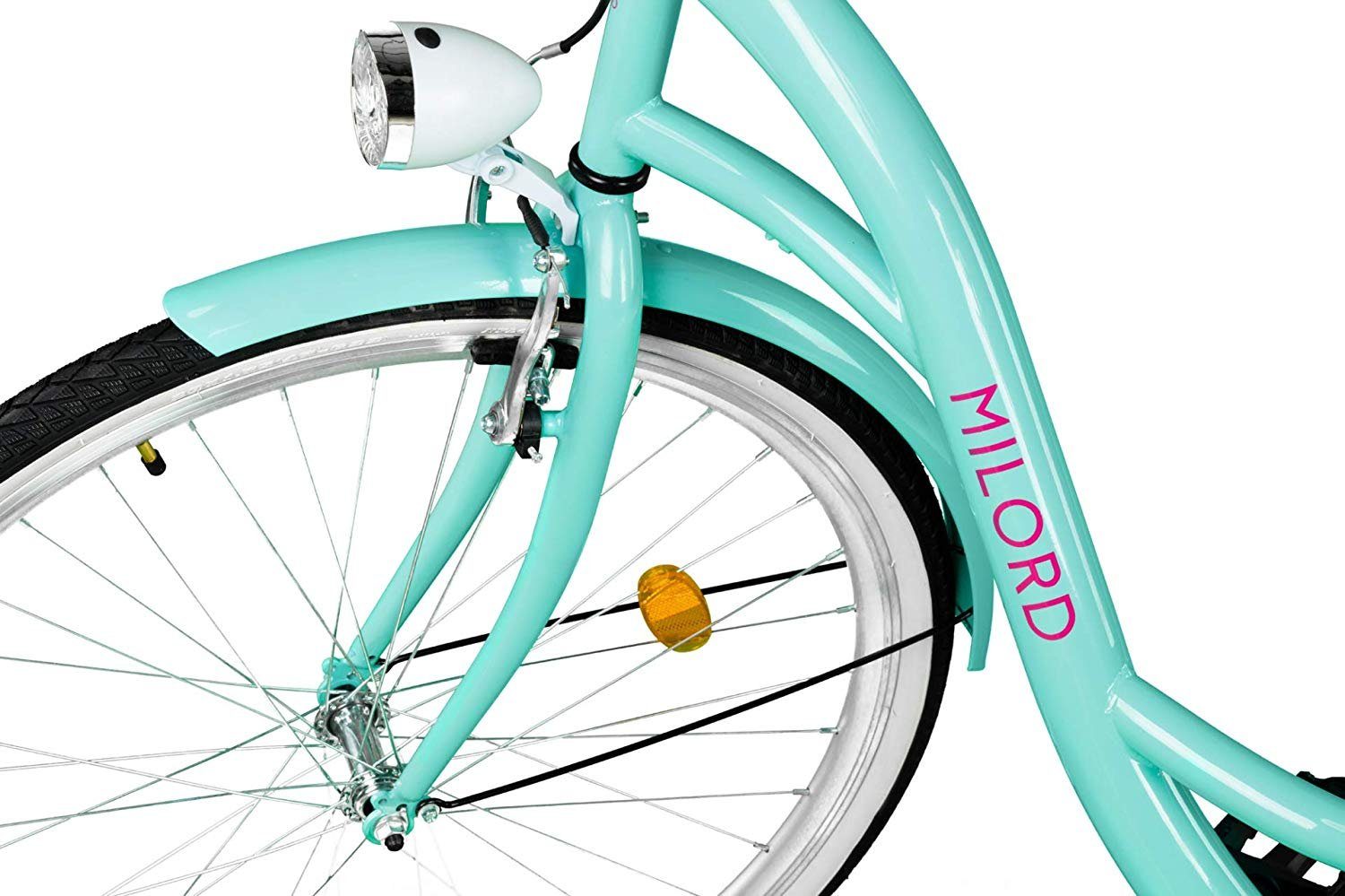 MILORD BIKES Cityrad Milord City Fahrrad Korb Retro Damenfahrrad, 28/26 Zoll, Blau, 1-Gang, 1 Gang