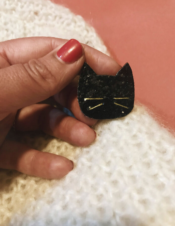 Broche chat noir pailleté TENDRE CACTUS