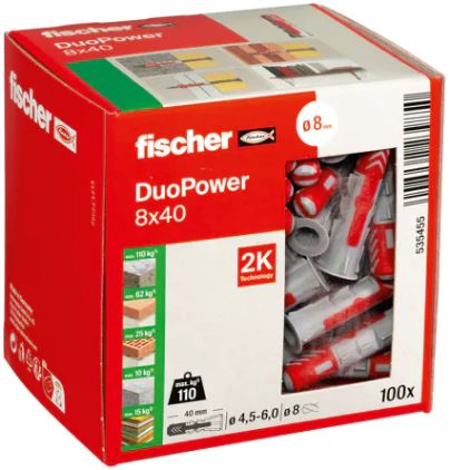 Βύσμα Fischer 535455 DuoPower 8x40 100 τεμάχια