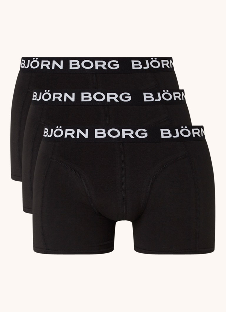 Björn Borg Essential boxeralsó logós csíkkal, 3 darabos csomagban