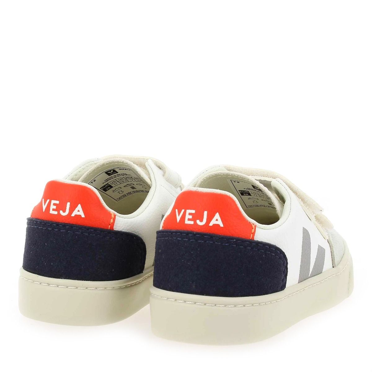 Veja  SMALL V12 VELCRO - Blanc Marine