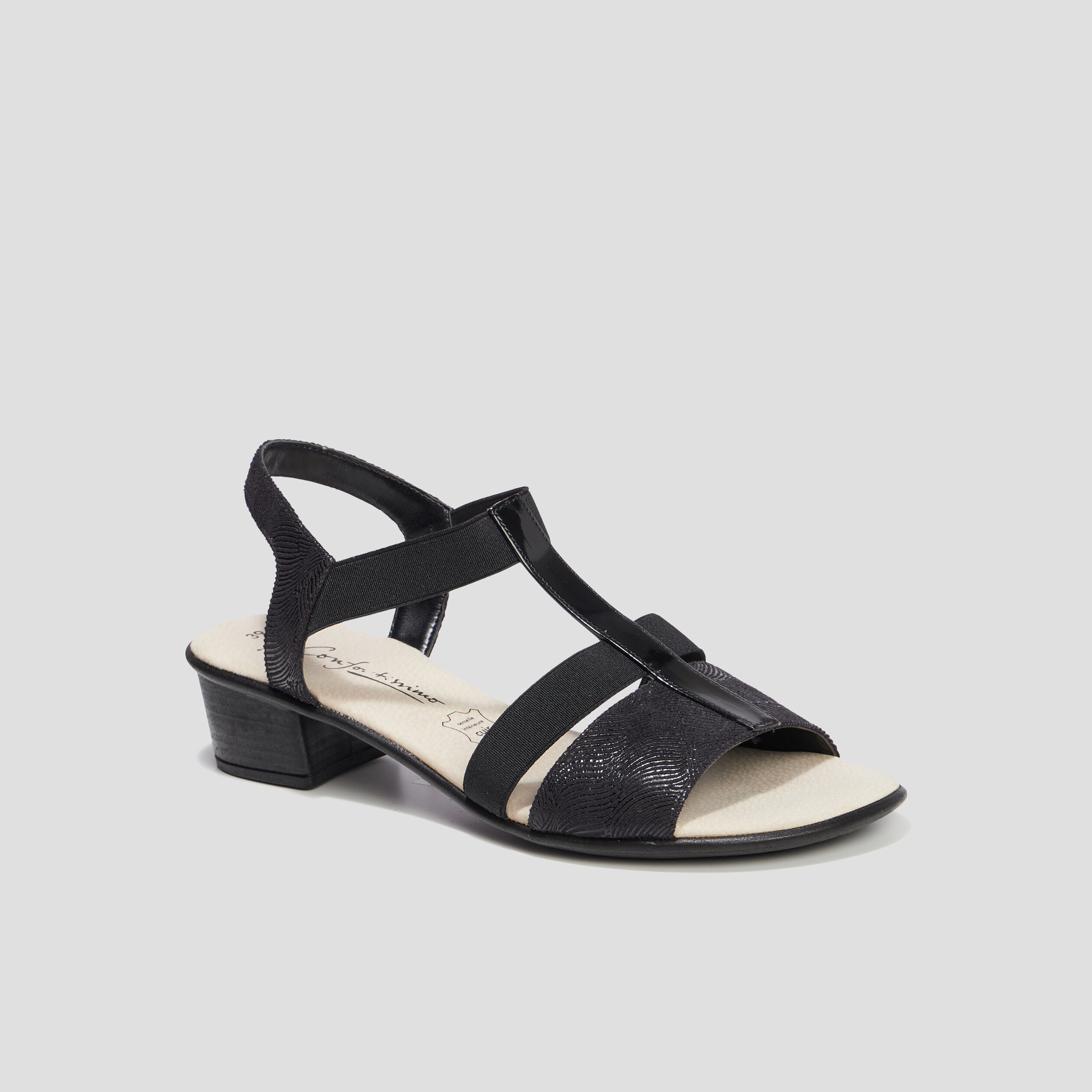 Sandales à talons pied large noir femme | La Halle